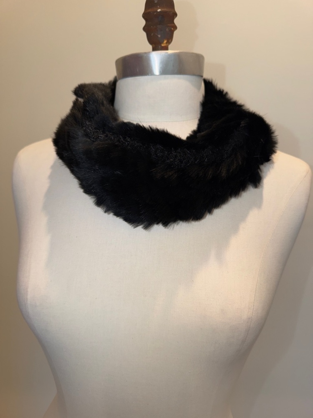 J McLaughlin Plush Black Rabbit Fur Neck Warmer - Scarf